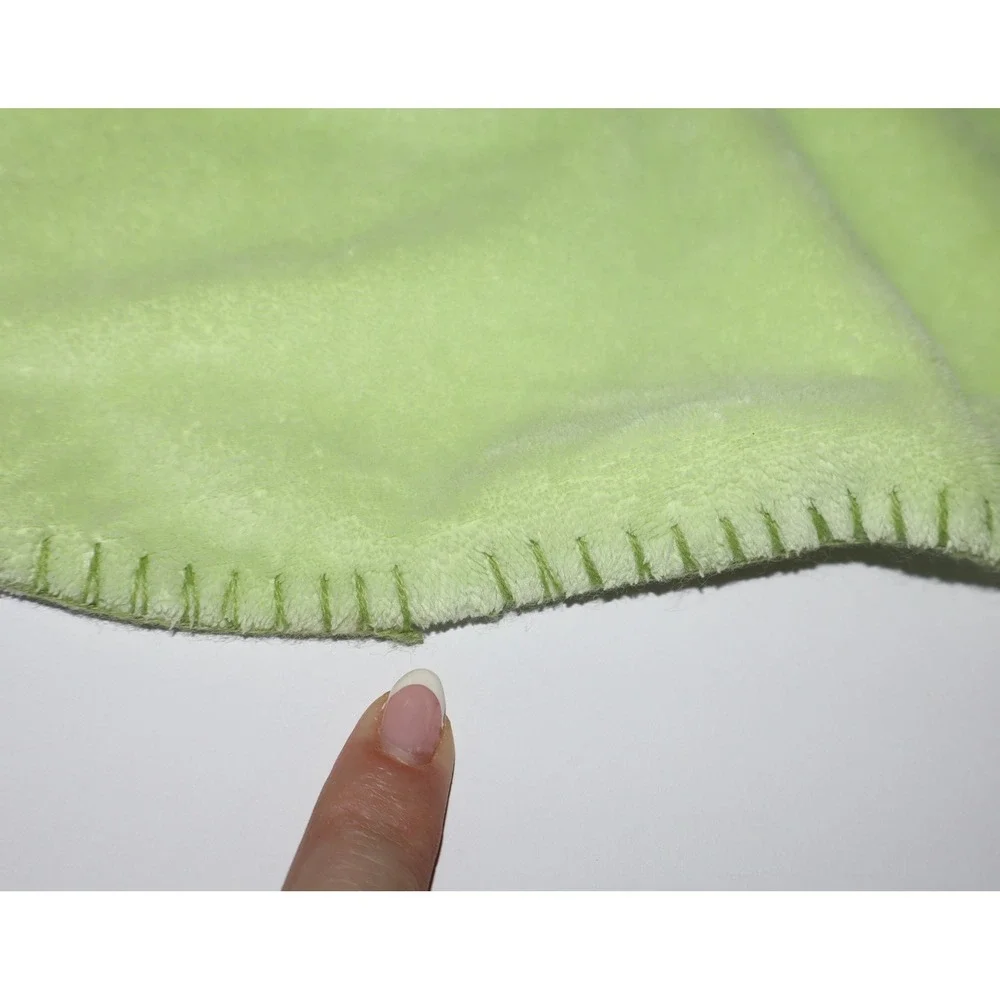 Pottery Barn Kids Lime Green White Reversible Soft Stroller Baby Blanket 39x26